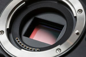 a close up of a digital sensor inside a digital camera