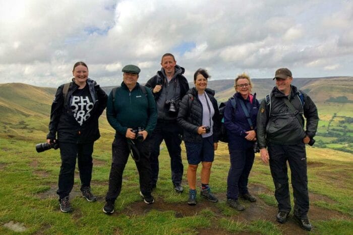 group of photographers on top of Mam Tor Peak District