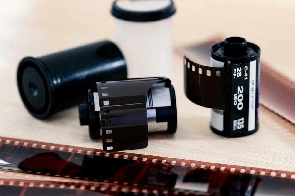 Photographic film close up. Concept for film photography, 35mm film, photography, retro, vintage, analog and negative.