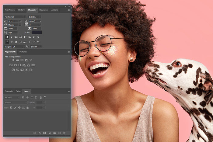 A look at layers and adjustments in Photoshop covered in the course.