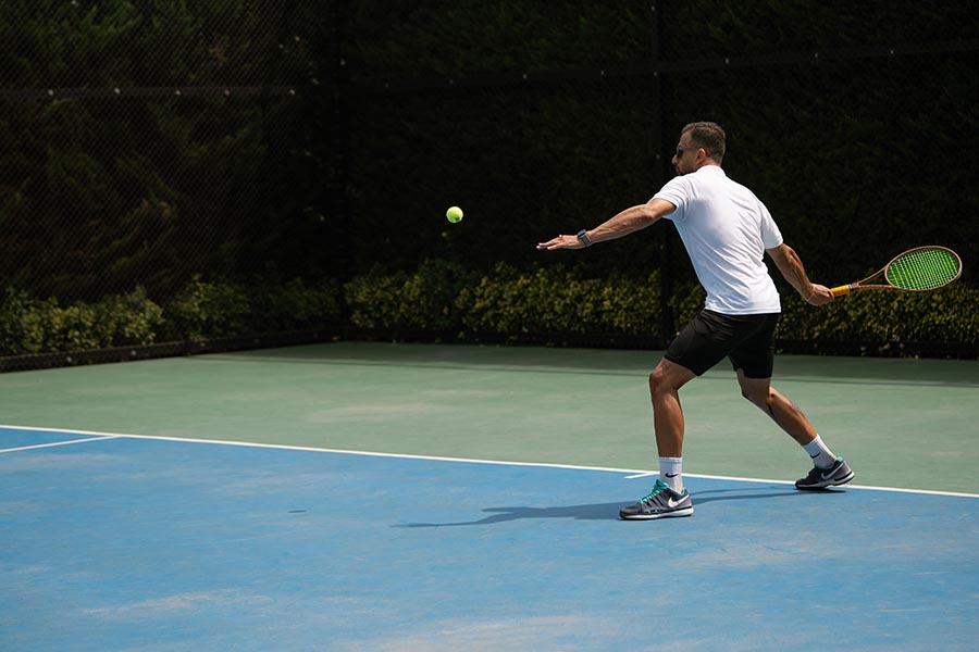 tennis player forehand shot